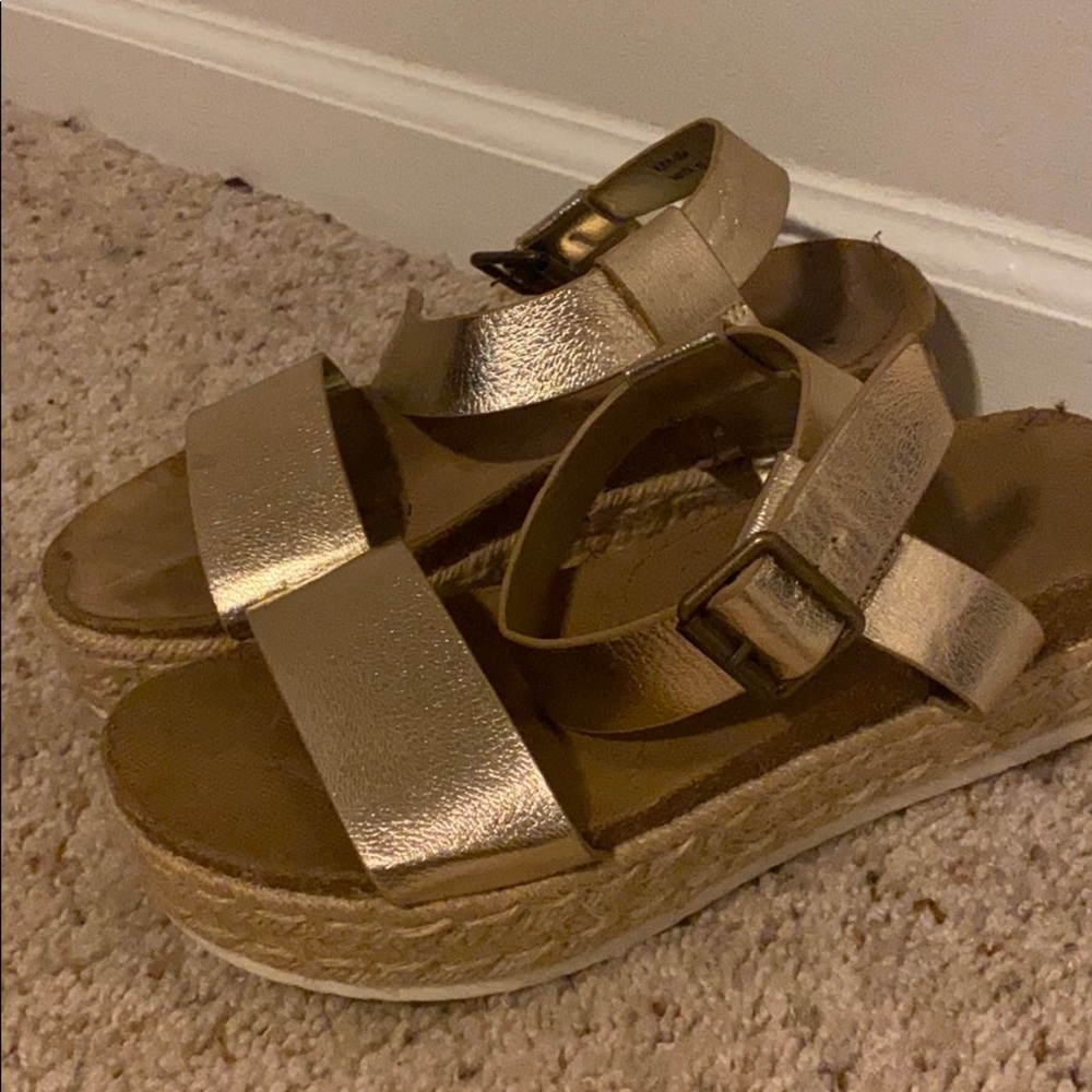 Beautiful gold and brown platform sandals